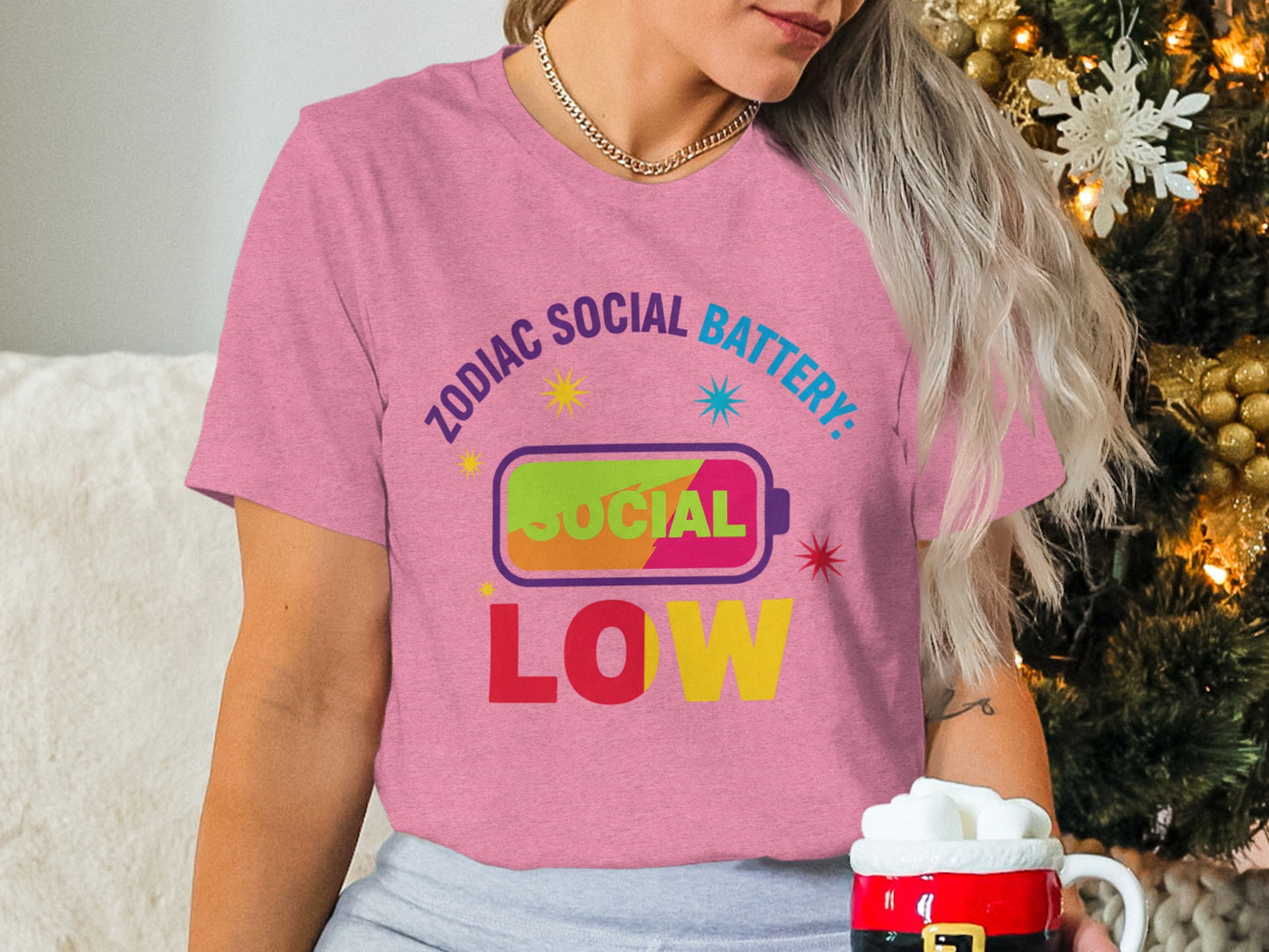 Zodiac Social Battery Low Graphic T-Shirt