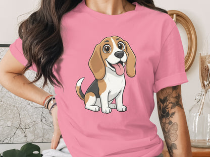 Cute Cartoon Beagle Graphic Tee For Dog Lovers