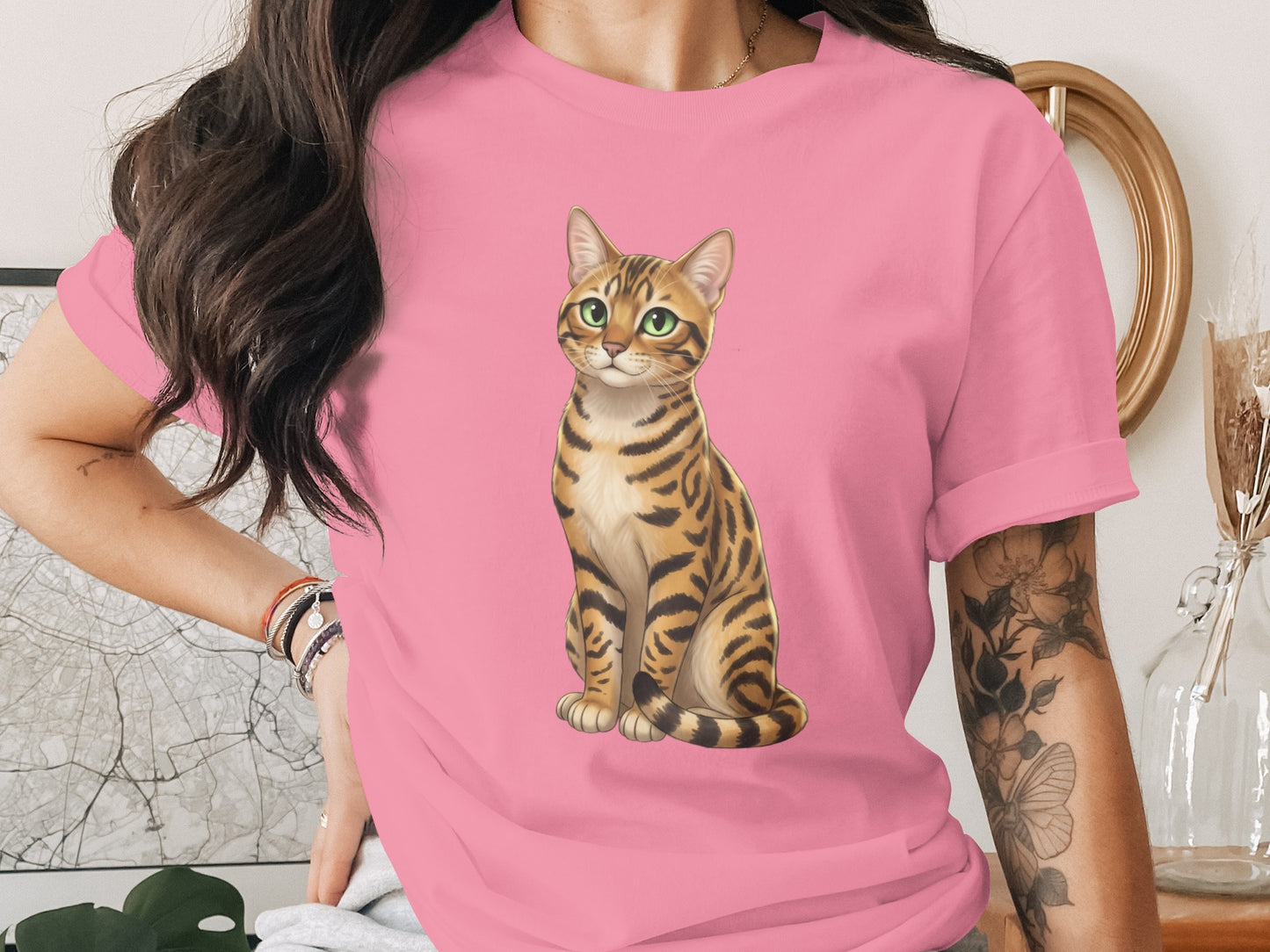 Adorable Cat Print Casual Tee Shirt for Cat Lovers