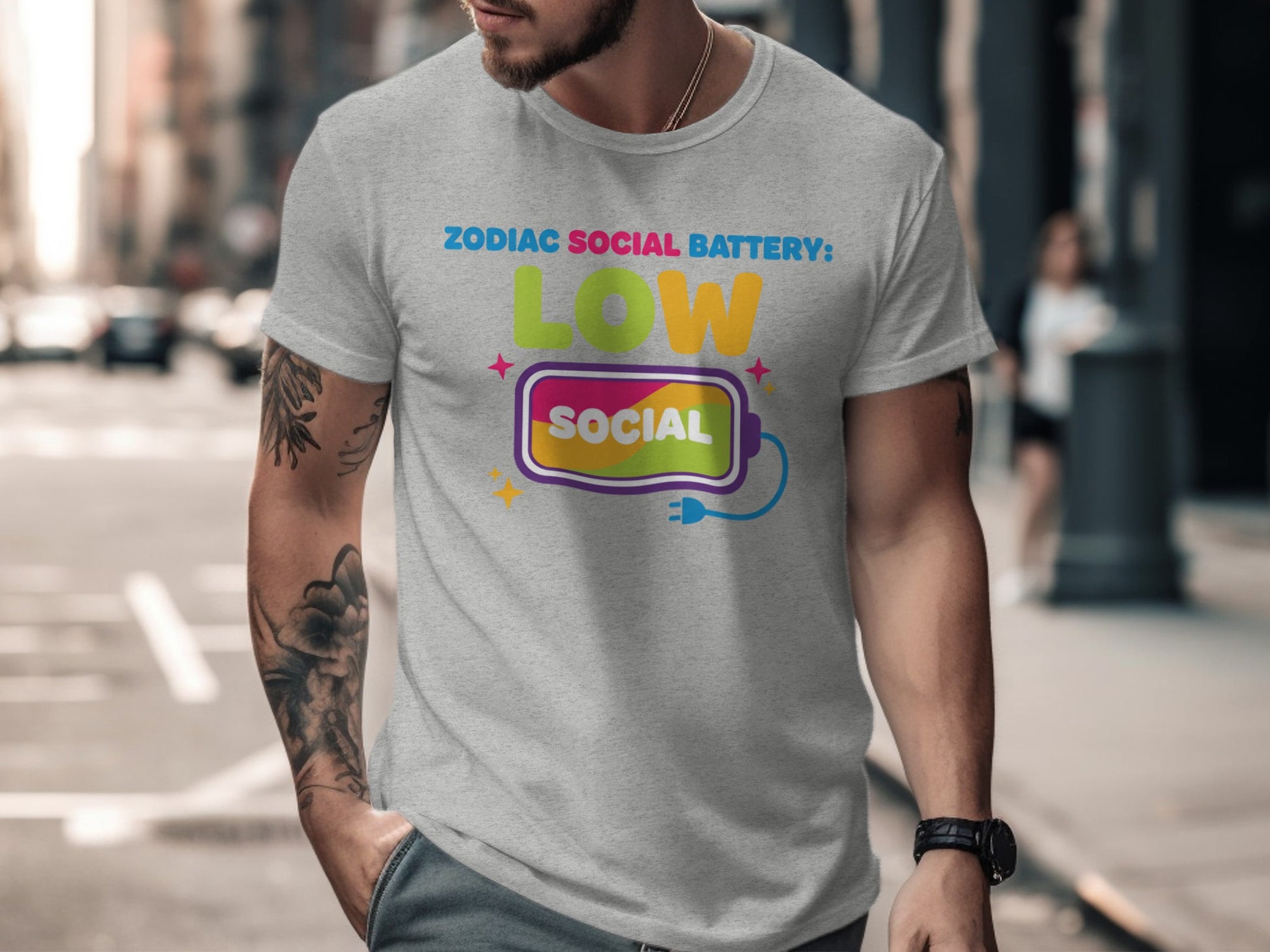 Zodiac Social Battery Low Social Graphic T-Shirt