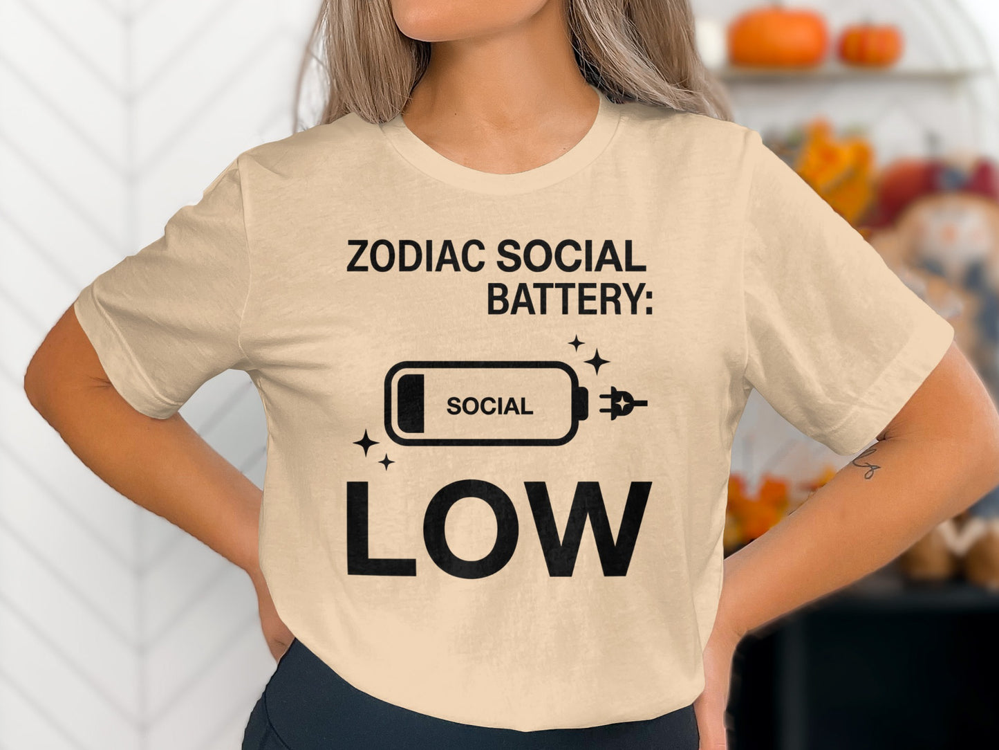 Zodiac Social Battery Low Graphic T-Shirt Product