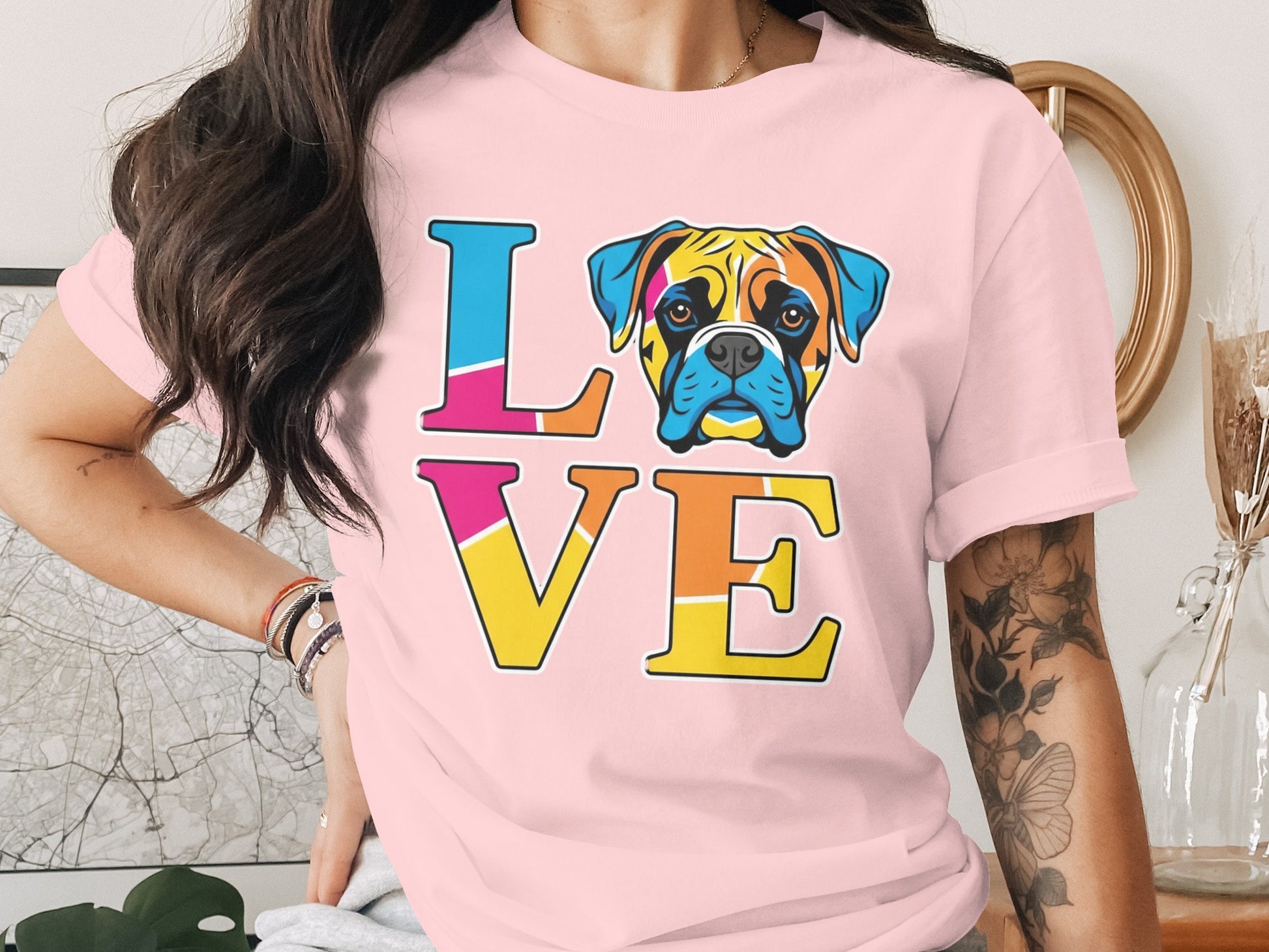Colorful Dog Love Graphic Tee Shirt product type