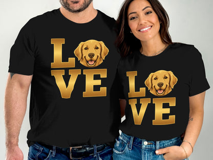 Love Golden Retriever Print Matching Couple Shirt product type