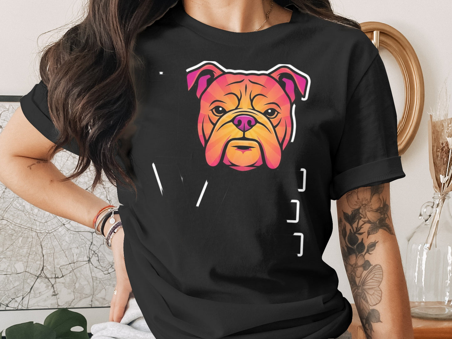 Colorful Bulldog Graphic Design T-Shirt product type
