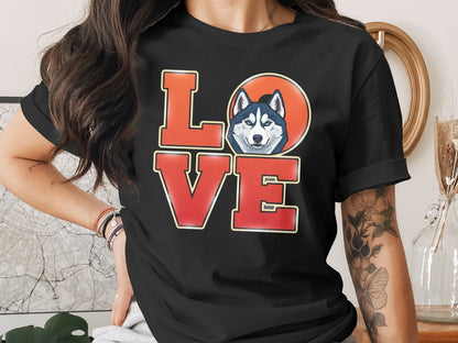 Love Husky Dog Face Graphic Tee Shirt product
