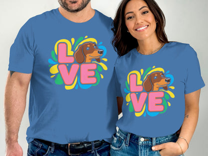 Love Dog Design Blue Matching Couple T-shirt product type