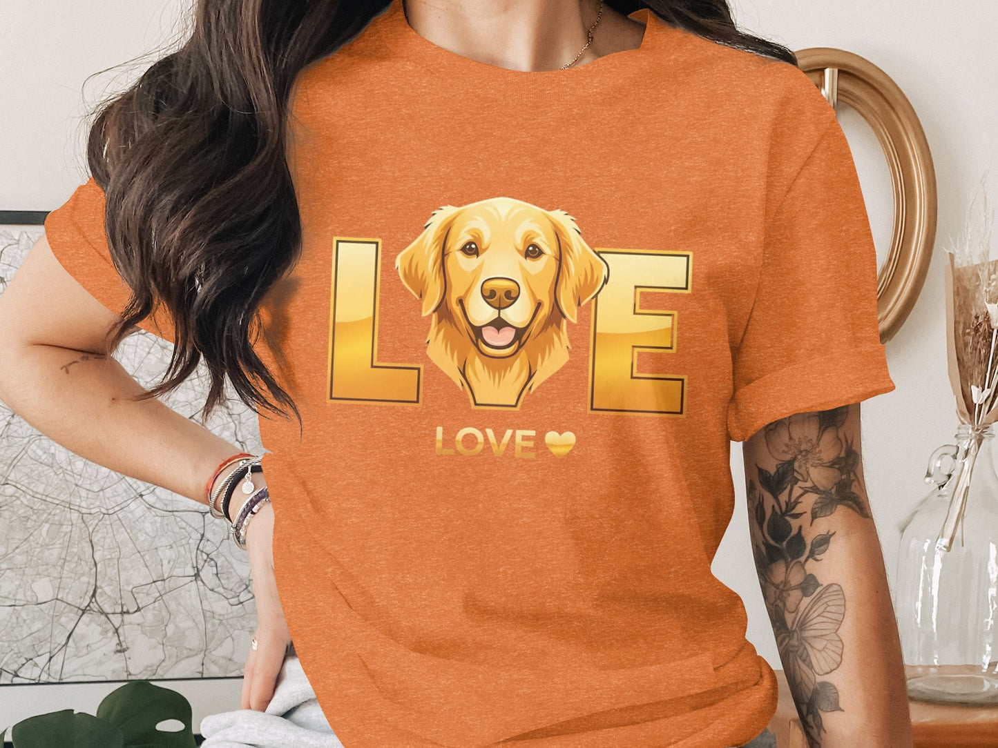 Golden Retriever Love Heart Print T-Shirt product type