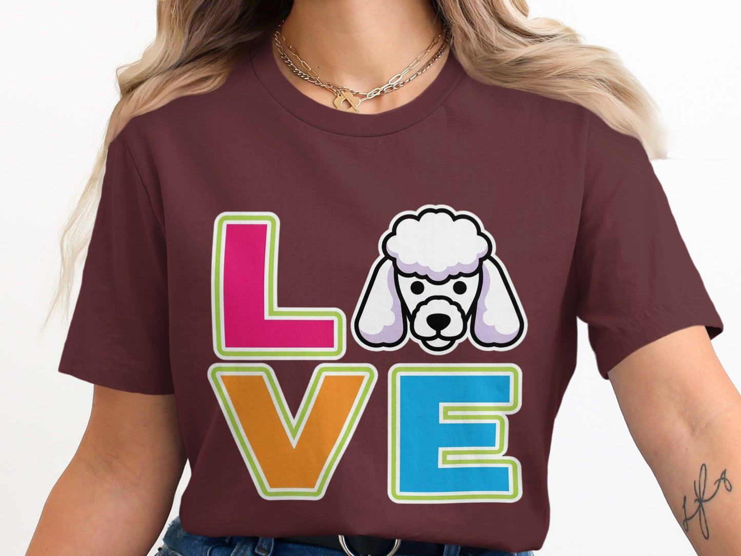 Colorful Love Graphic Poodle Inspired Design Shirt Product