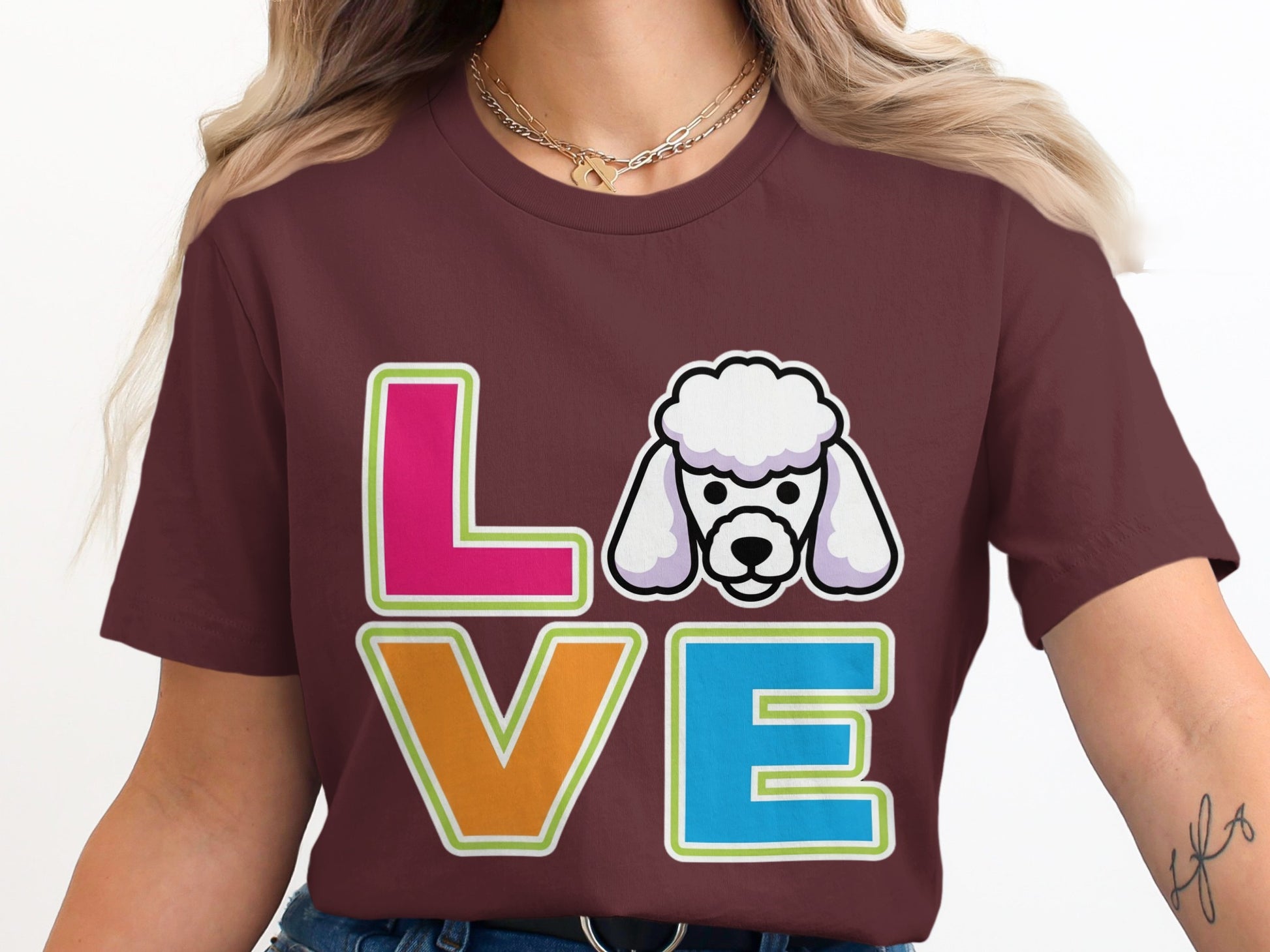 Colorful Love Graphic Poodle Inspired Design Shirt Product