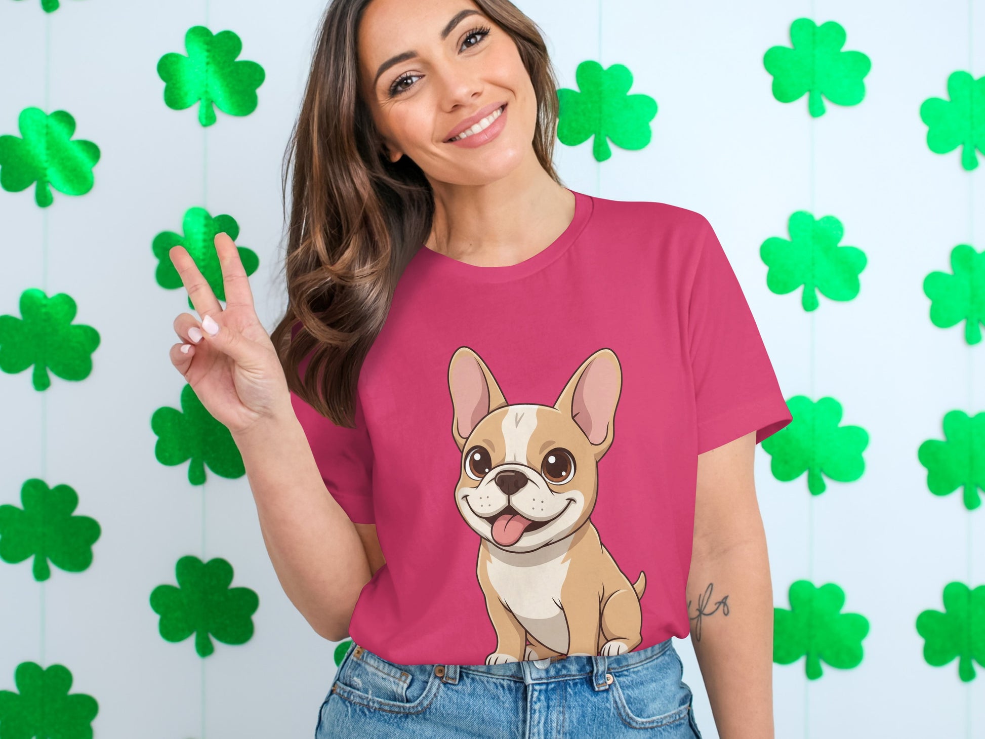 Cute French Bulldog Art Pink Tee shirt product