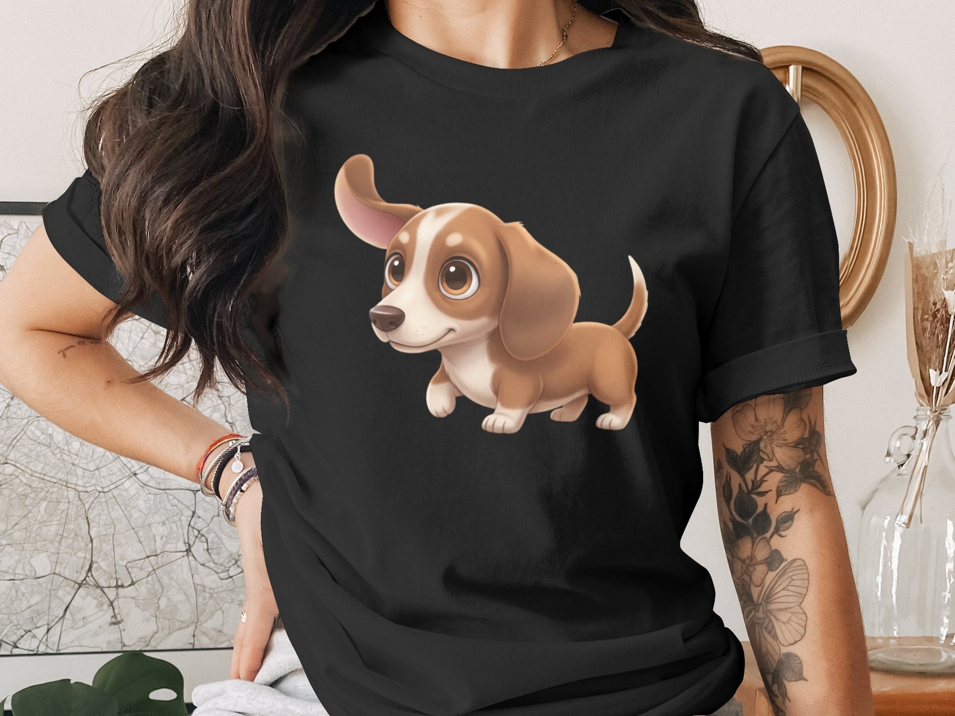 Adorable Dachshund Puppy Illustration T-Shirt