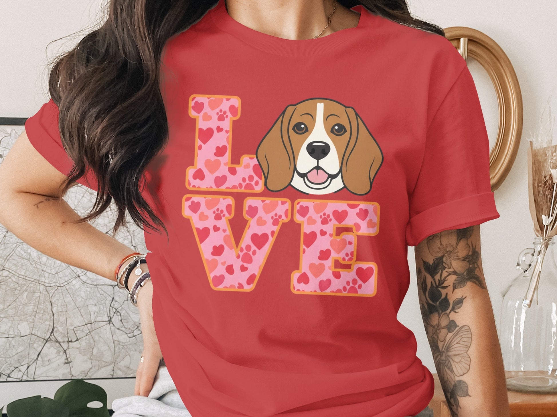 Heart Patterned Love Beagle Tee Shirt product