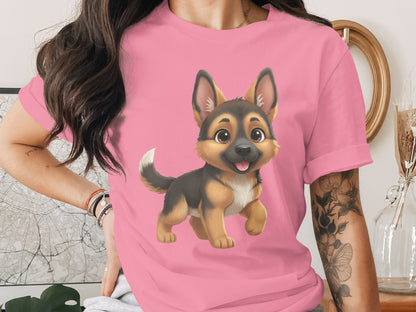 Cute German Shepherd Puppy Design T-Shirt for Dog Lovers