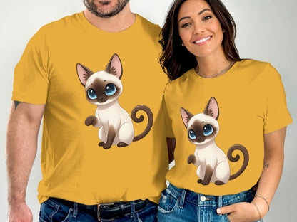 Adorable Big-Eyed Cartoon Cat Graphic T-Shirt