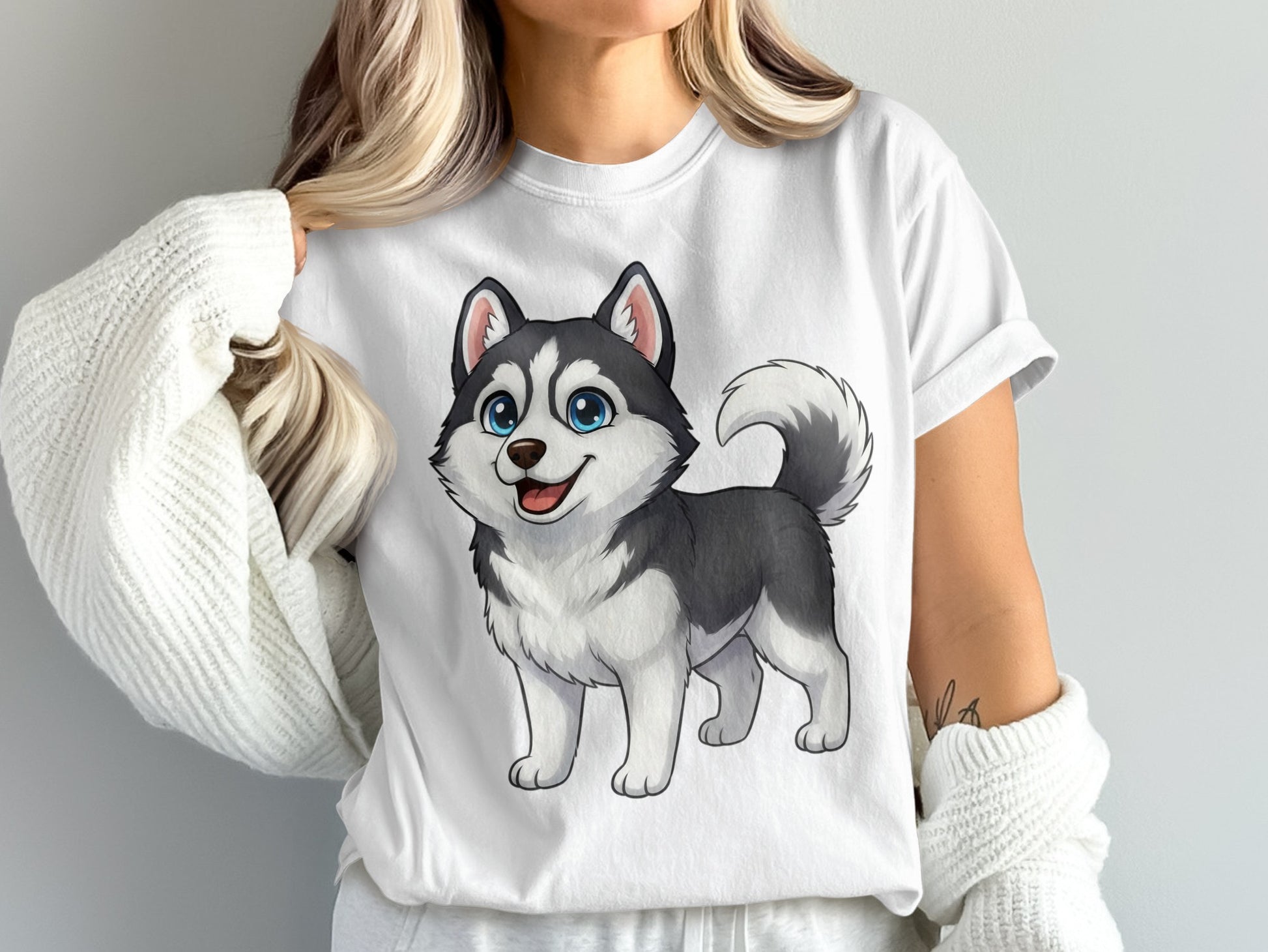 Cute Husky T-Shirt, Women's Graphic Tee, Dog Lover Gift, Animal Print Shirt, Soft Cotton Top, Casual Wear, Trendy Pet Design