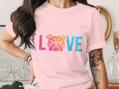 Colorful Love with Bulldog Design T-shirt product