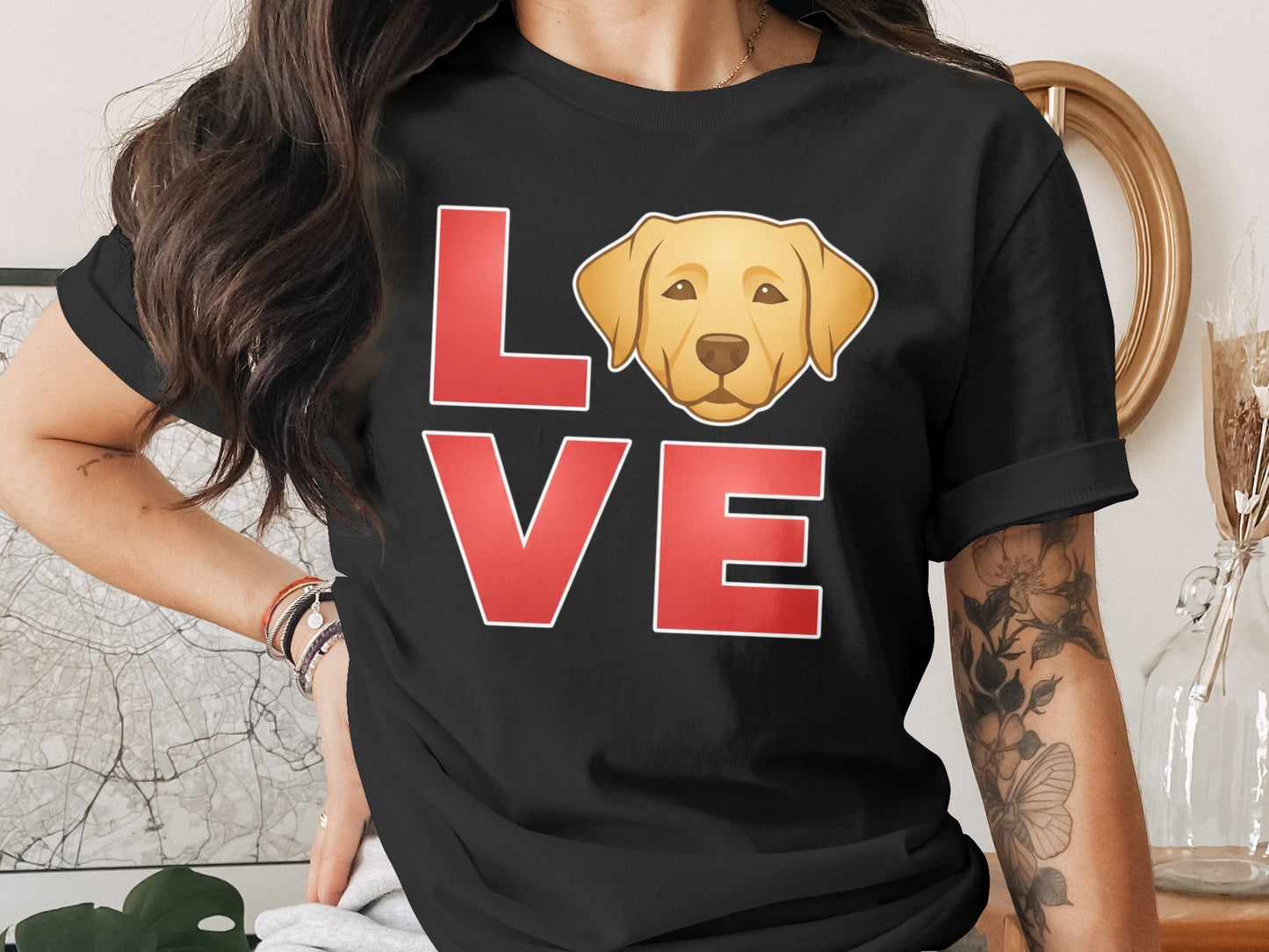 Love with Cute Dog Face Graphic Tee Shirt product