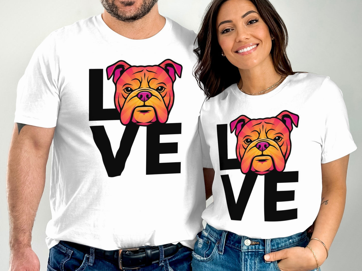 Love Bulldog Graphic Print T-shirt Casual product