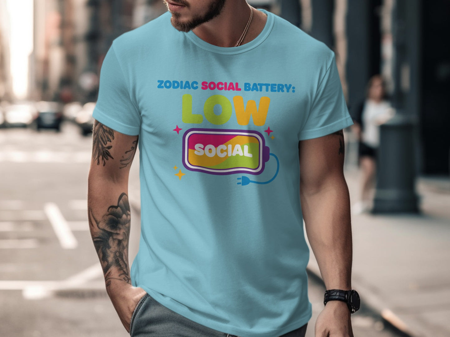 Zodiac Social Battery Low Social Graphic T-Shirt