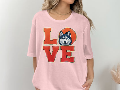 Love Husky Graphic Pink Casual T-shirt product type