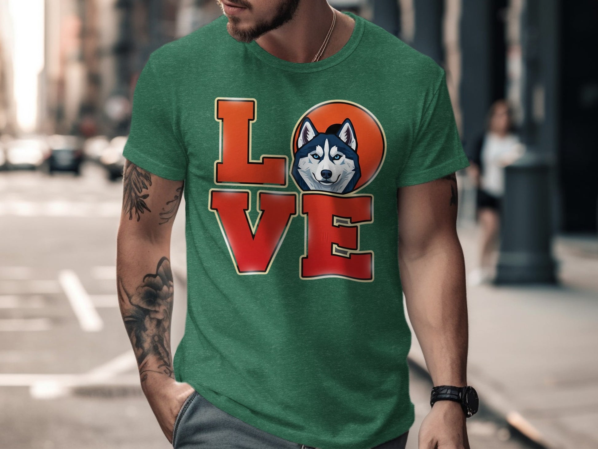 Love Husky Dog Graphic Print T-Shirt novelty product