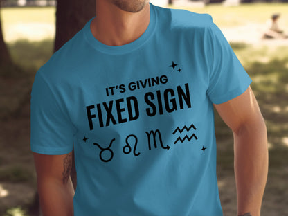 It's Giving Fixed Sign Astrology Themed T-Shirt