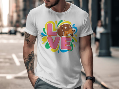 Love Dachshund Graphic Design on White T-Shirt product type
