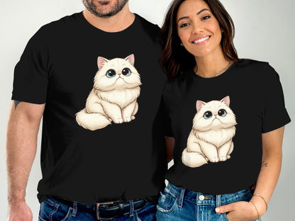 Cute Cat Graphic Print Black Casual T-Shirt