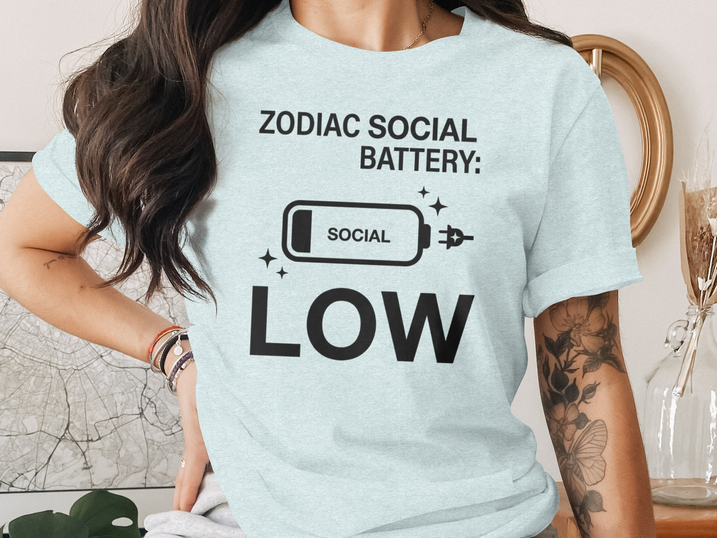 Zodiac Social Battery Low Graphic Tee