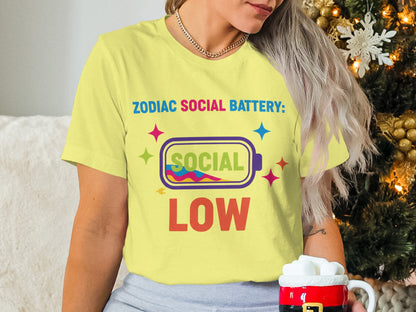 Zodiac Social Battery Low Graphic Tee