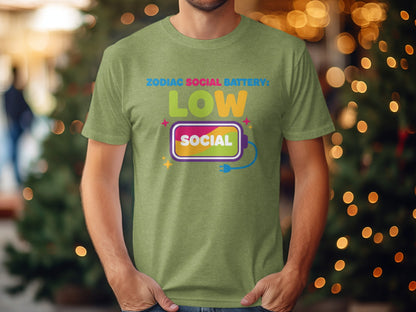 Zodiac Social Battery Low Social T-shirt
