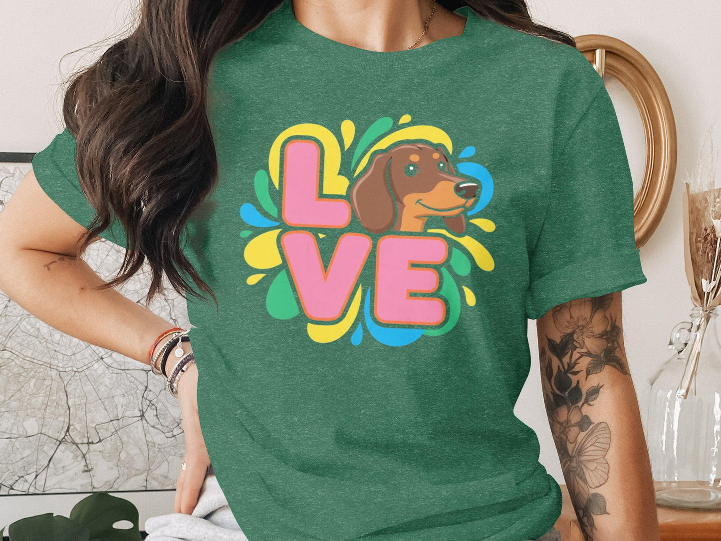 Colorful Love Dog Graphic T-Shirt product