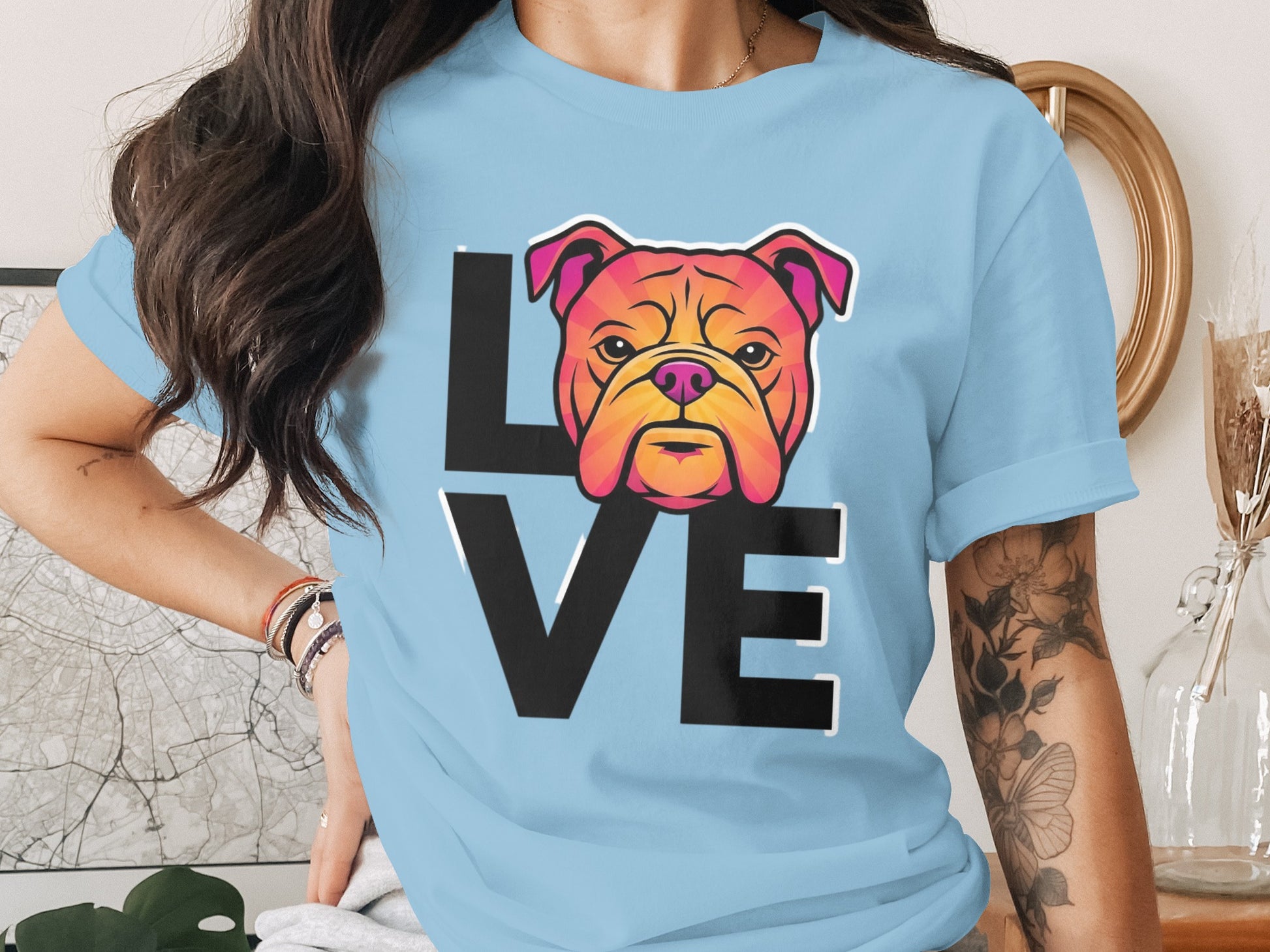 Love Bulldog Graphic Design on Casual Wear Product
