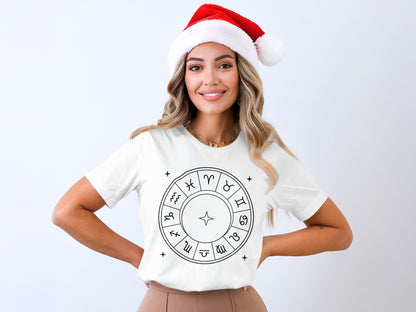 Zodiac Sign Wheel Christmas T-Shirt Holiday Gift Tee