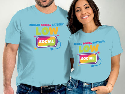 Zodiac Social Battery Low Social Graphic Tee