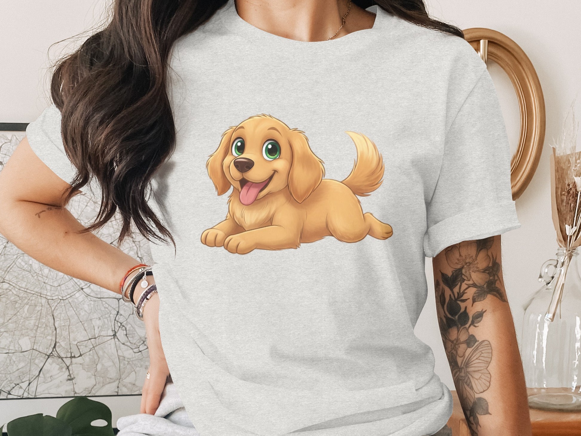 Cute Cartoon Golden Retriever Puppy TShirt Product