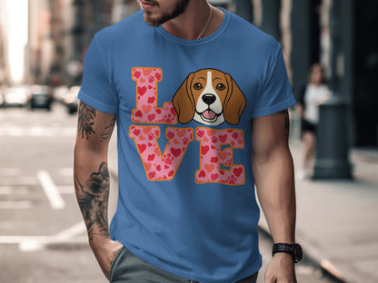 Dog Love Heart Print Graphic Pet Lover Valentine T-Shirt