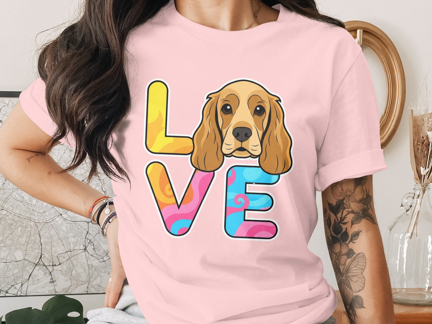 Colorful Love Dog Graphic Print T-Shirt product