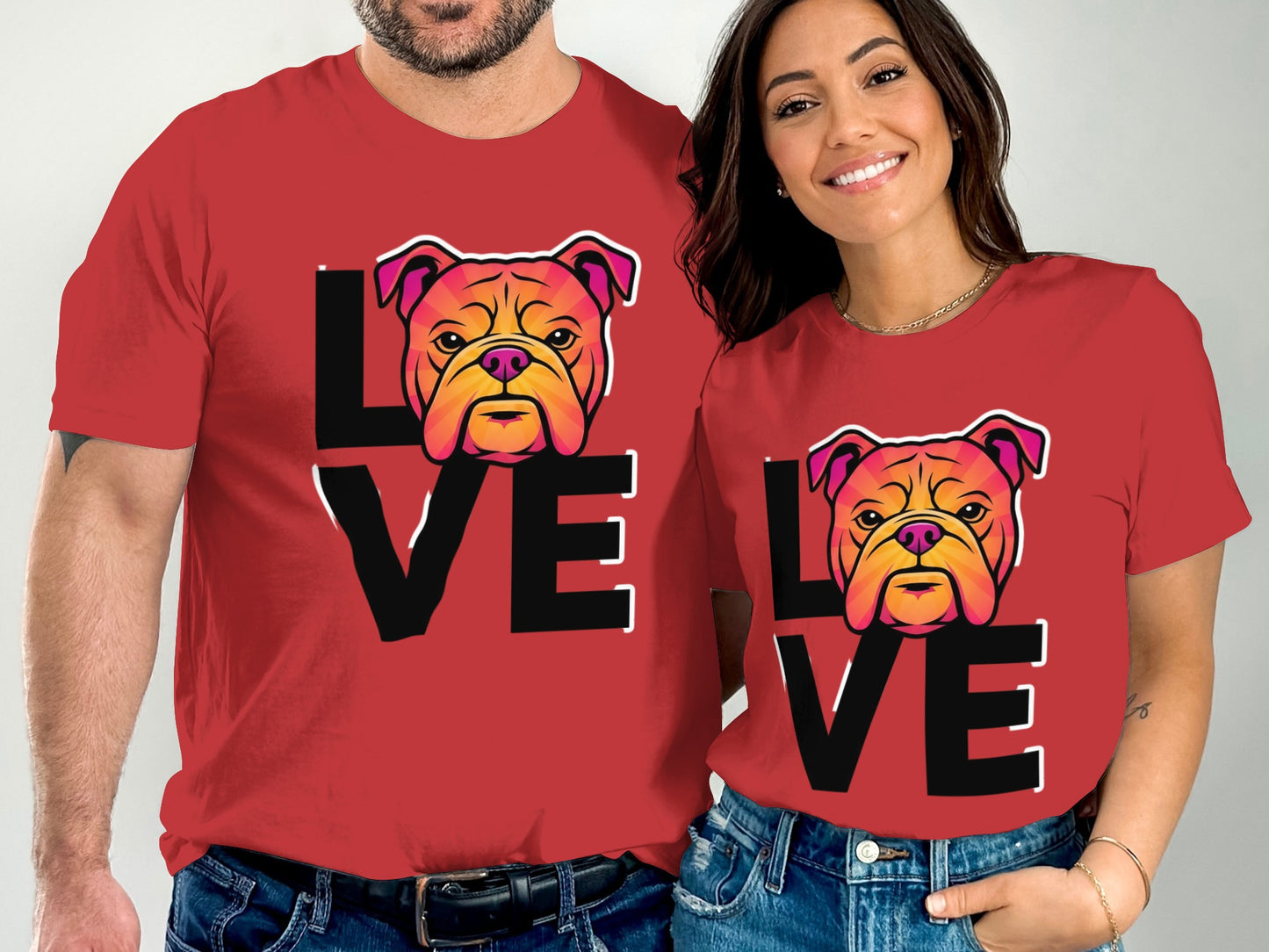 Love Bulldog Graphic Print Matching T-Shirt product type