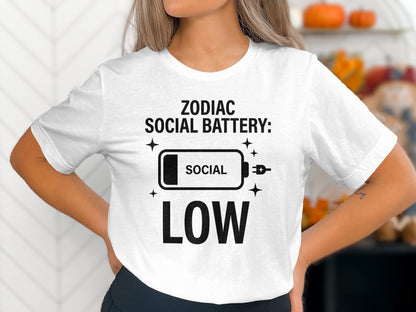 Zodiac Social Battery Low Graphic Tee