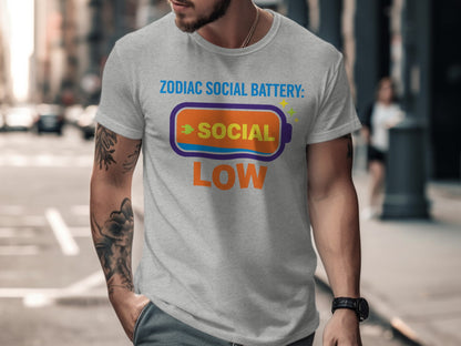 Zodiac Social Battery Social Low Graphic T-shirt