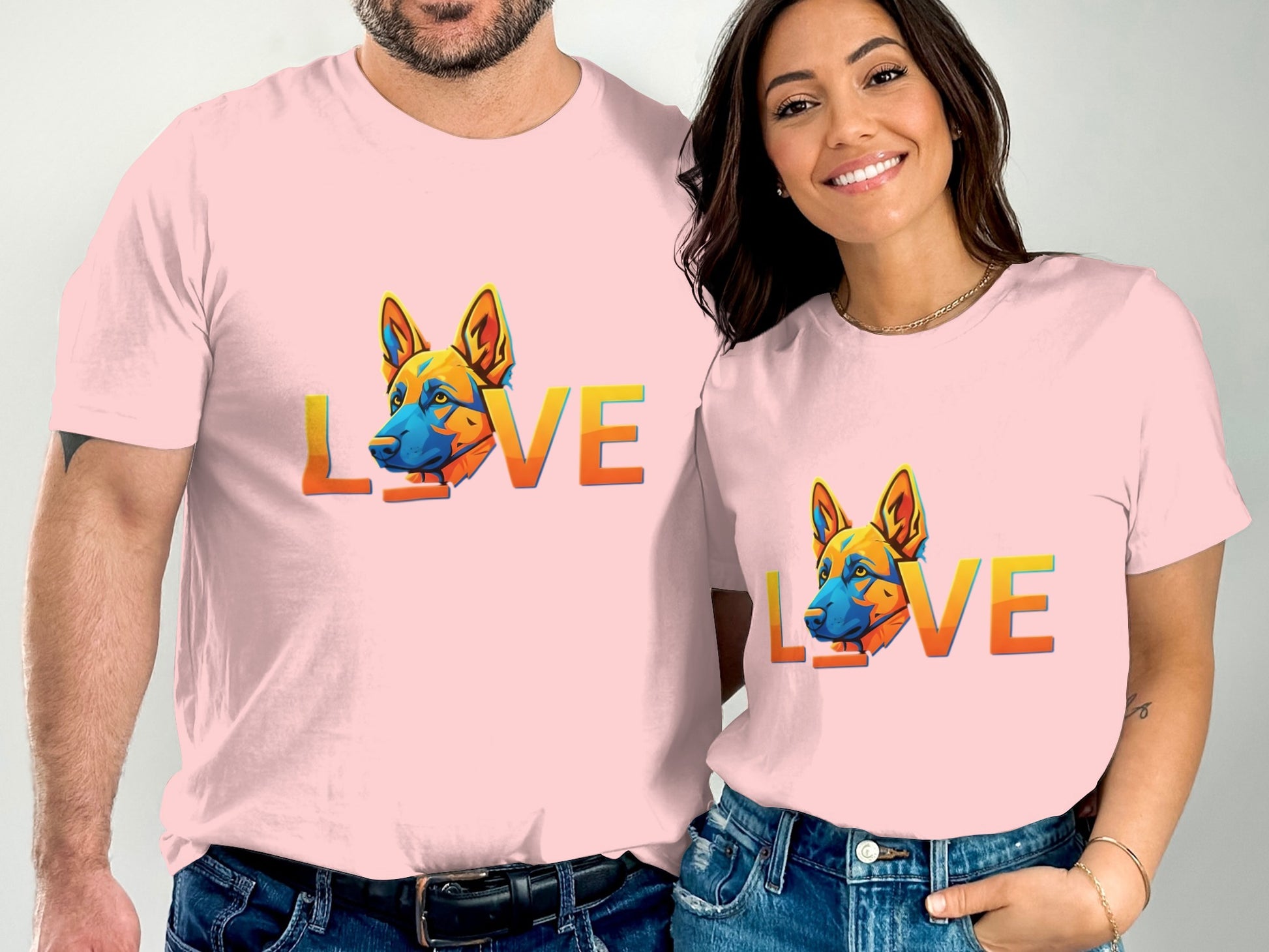Colorful Love Dog Graphic Design T-Shirt product