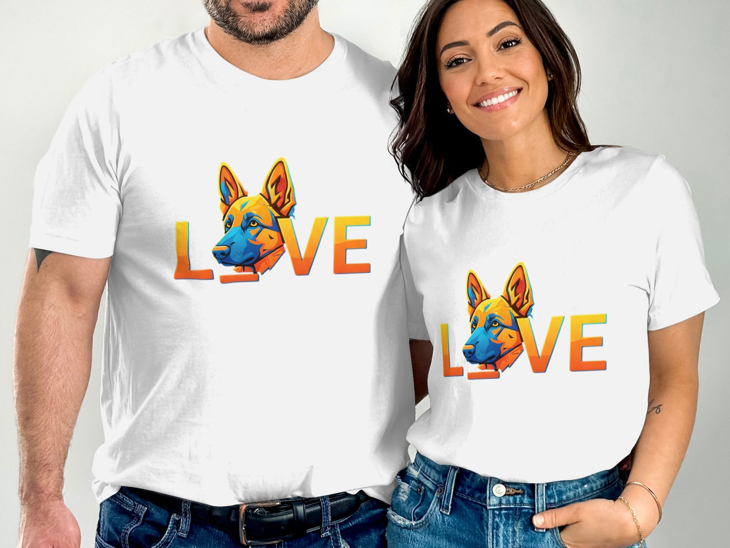 Colorful Dog Love Graphic Print Shirt product type