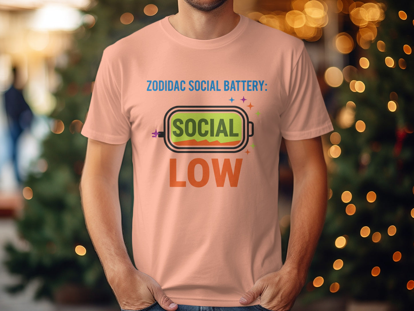 Zodidac Social Battery Social Low Graphic T-Shirt