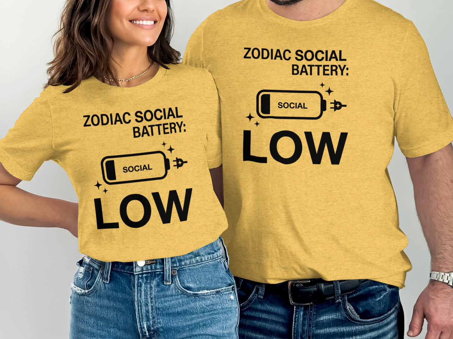 Funny Zodiac Social Battery Low T-shirt