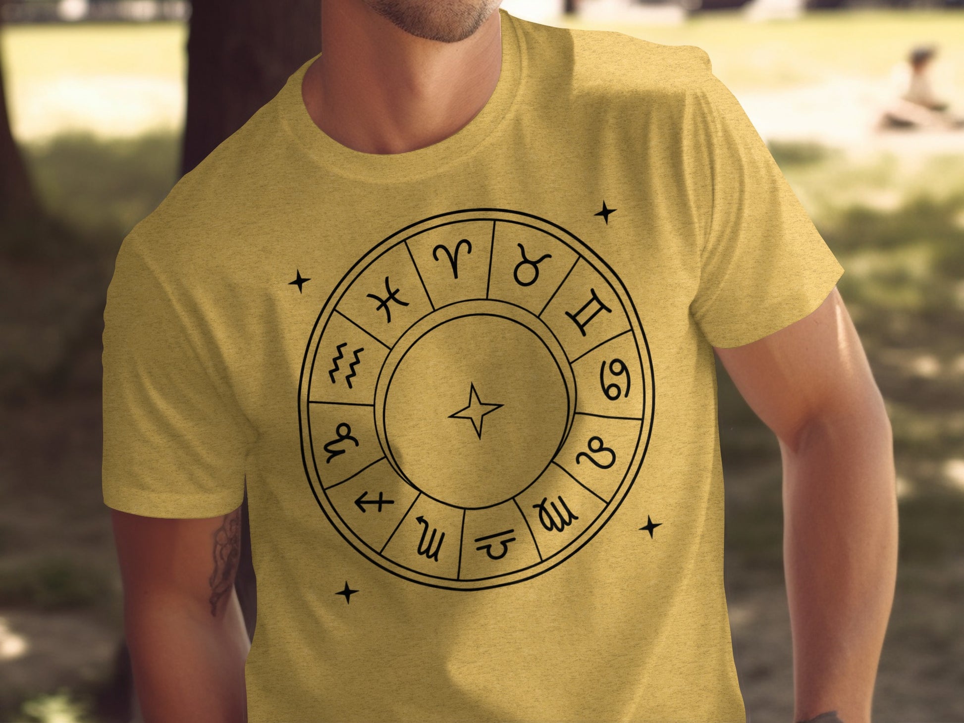 Zodiac Symbol Wheel Design T-Shirt for Astrology Lovers