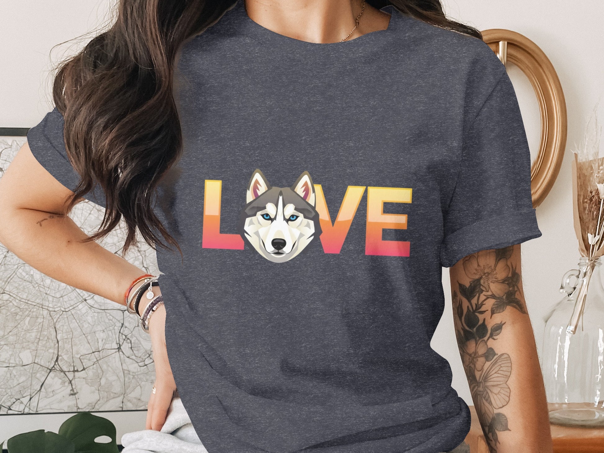 Love with Husky Graphic Print T-shirt product