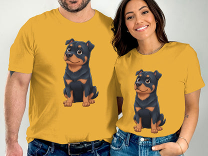 Adorable Cartoon Rottweiler Matching T-Shirt