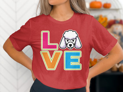 Love with Cute Poodle Graphic Short Sleeve Shirt product
