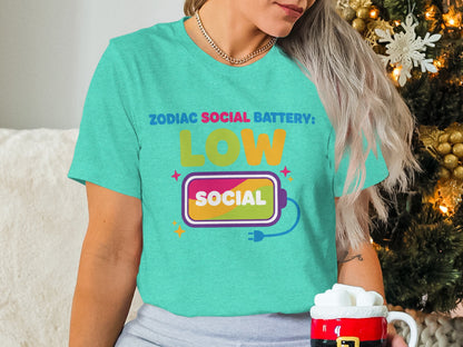 Zodiac Social Battery Low Social Graphic Tee